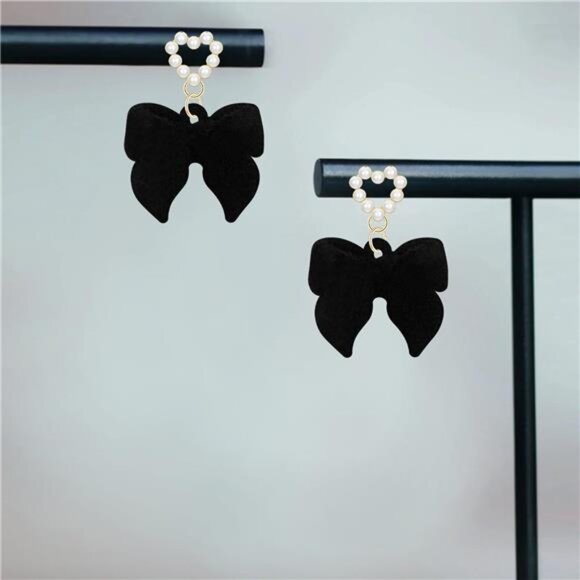 Velvet Drop Earrings – Unique Alloy & Fabric Design - Picture 1 of 5